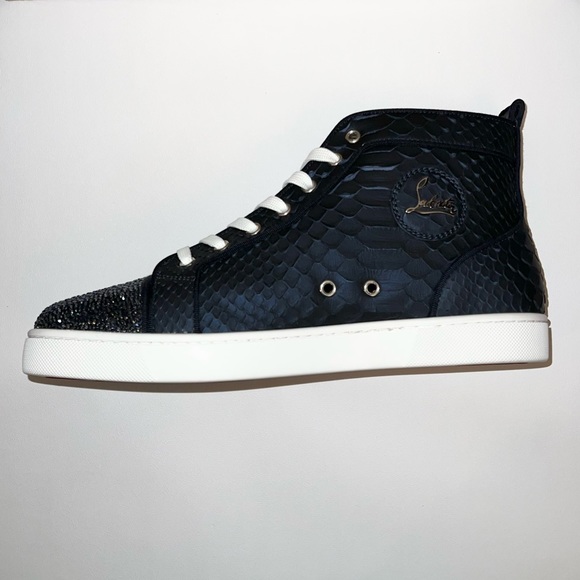 Christian Louboutin Louis P Strass Flat VV Python in Navy/Marine - Picture 3 of 10